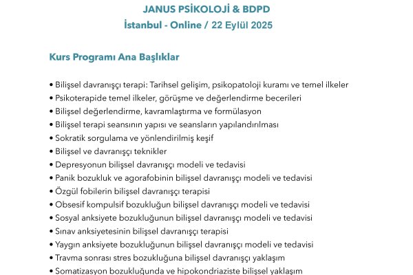 Bilişsel Davranışçı Terapi Değerlendirme ve Temel Modülü