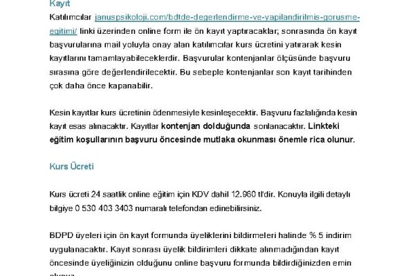 Bilişsel Davranışçı Terapi Değerlendirme ve Temel Modülü
