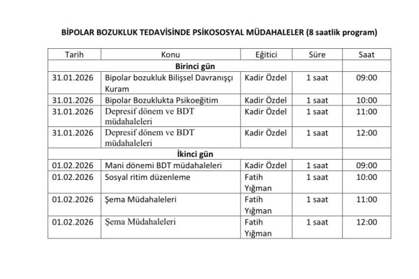 BİPOLAR BOZUKLUK TEDAVİSİNDE PSİKOSOSYAL MÜDAHALELER