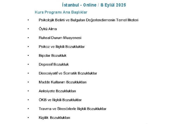Bilişsel Davranışçı Terapi Değerlendirme ve Temel Modülü